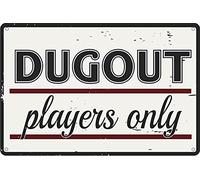 Dugout Players Only Plaque en étain sur le thème du baseball Décoration Bar Man Cave Locker Room Clubhouse 20,3 x 30,5 cm