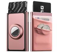 DUGRAFT Porte-cartes de crédit fin avec porte-monnaie et porte-Airtag - Protection RFID - Pendentif minimaliste en métal pour homme ou femme, Or rose., No, Minimaliste