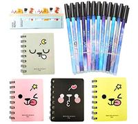 DUGYIRS 12 Pièces Effaçable Stylos Gel Point Fin Faire Disparaître Les Erreurs Des Stylos 4 Pièces Petits Cahiers et 1 Chien Note Collante pour Dessiner L'écriture Planificateur Mots Croisés
