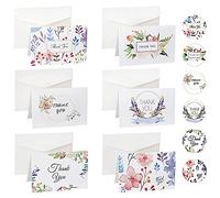 DUGYIRS 48 Pièces Cartes de Remerciement Merci Carte de Voeux Petit Merci Cartes Emballage Multiple avec Autocollants et Enveloppes pour Date D'anniversaire Mariage Fête des Mères（10.5 cm X 14 cm）