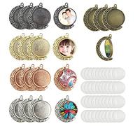 DUGYIRS 60 Pièces Pendentif Double Face Rotation lunaire Kit de Plateau-20 Pièces Réglage Cabochon Double Face 25mm et 40 Pièces 25 mm Cabochons Ronds en Verre pour la Fabrication de Bijoux