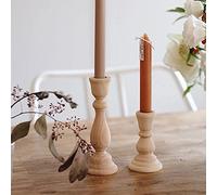 DUHALINE Lot de 2 Bougeoirs en Bois Rustiques Faits à la Main, Accordéon, Pièces de Décoration de Table Console, Luxe pour Cheminée