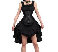 DUHENWU Armure médiévale - Robe gothique vintage pour enfant - Robe de soirée - Tenue de fête - Avec colliers et ceinture - Costume de cosplay - Costume de pirate vintage - Vêtements médiévaux pour
