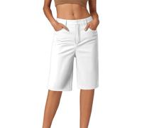 DUHENWU Bermuda pour femme - Léger - Séchage rapide - Avec poches - Pantalon cargo - Décontracté - Extensible - Longueur genou - Pour le golf, la randonnée, les voyages, O blanc., S