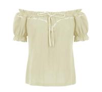 DUHENWU Blouse traditionnelle Renaissance pour femme, style médiéval, épaules dénudées, blouse à volants, corset, haut à manches courtes, vêtements viking, vintage gothique, costume de pirate, chemise