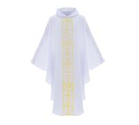 DUHENWU Chasuble Robe de mesure catholique pour homme Église Célébrant Père Prêtre Kasel Robe de prêtre Robe de mesure Cape médiévale Cosplay Costume de couleurs contrastées Vêtements vintage