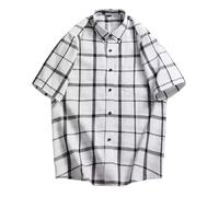 DUHENWU Chemises à carreaux pour homme - Manches courtes - Décontractée - Coupe droite - Chemise de plage légère - Chemise boutonnée - Chemise pour homme - Respirante - Séchage rapide - Chemise de