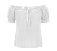 DUHENWU Chemisier traditionnel Renaissance pour femme, style médiéval, épaules dénudées, à volants, corset, à manches courtes, haut viking, vintage, gothique, costume de pirate, bohème, steampunk, Z1