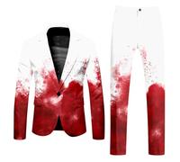 DUHENWU Costume d'Halloween pour homme 2 pièces 1 bouton costumes blazer horreur laid et pantalon de costume festif vêtements cosplay costume avec poches coupe normale costume pour homme coupe droite