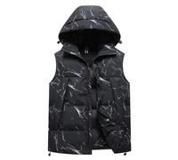 DUHENWU Gilet d'hiver sans manches pour homme - Gilet matelassé sans manches - Gilet chaud - Coupe droite - Gilet en duvet tendance - Doux et confortable - Vêtement d'extérieur, O Noir., 5XL