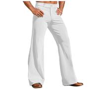 DUHENWU Pantalon évasé en velours côtelé pour homme - Rayé - Bloc de couleurs - Pantalon évasé des années 70 - Tenue disco - Confortable - Décontracté - Avec poches - Pantalon long - Costume hippie, O