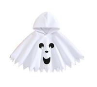 DUHENWU Poncho pour enfants Halloween Cosplay Cape à capuche Cape de fantôme Manteau à capuche Cape Classique Noir Blanc Visage Fête Cosplay Robe Carnaval Fête Vêtements Horreur Noël Vêtements, O