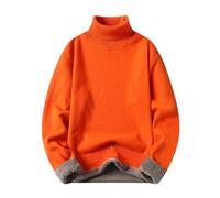 DUHENWU Pull en laine décontracté pour homme - Col roulé - Stretch - Coupe ajustée - Manches longues - Classique - Tricot fin - Manches longues - Pull d'hiver uni - Pull basique, O Orange, M