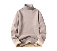DUHENWU Pull en laine décontracté pour homme - Col roulé - Stretch - Coupe ajustée - Manches longues - Classique - Tricot fin - Manches longues - Pull d'hiver uni - Pull basique, O beige., M
