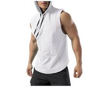 DUHENWU Sweat à capuche sans manches pour homme - Débardeur de sport - Séchage rapide - Sans manches - Léger - Gilet de fitness respirant - T-shirt d'entraînement - T-shirt de jogging - Gilet boxer