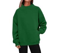 DUHENWU Sweat-shirt à col montant pour femme - Pull chaud - Sans capuche - Pour l'hiver - Thermique - Manches longues - Couleur unie - Sous-vêtements thermiques, O Vert., XXXL