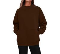 DUHENWU Sweat-shirt à col montant pour femme - Pull chaud - Sans capuche - Pour l'hiver - Thermique - Manches longues - Couleur unie - Sous-vêtements thermiques, O Café., XXXL