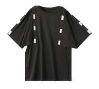 DUHENWU Tear Away Chemise à manches courtes pour homme - Été - Facile d'entretien - Blouse d'hôpital paralysée avec fermeture Velcro - Pour la rééducation et les soins, O Noir., XXL