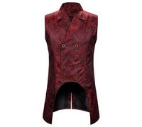 DUHENWU Veste à col montant pour homme - Frac - Costume gothique Renaissance - Tenue victorienne - Steampunk - Gilet médiéval - Costume long - Smoking - Sans manches - Vintage - Top - Pour carnaval et