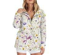 DUHENWU Veste d'extérieur à capuche pour femme - Coupe-vent - Automne et hiver - Vêtement de sport - Veste de loisirs - Poche décontractée - Manches longues - Fermeture éclair - Cordon de serrage, O