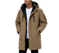DUHENWU Veste d'hiver longue pour homme - Doudoune chaude - Parka avec capuche - Manteau matelassé épais - Manteau d'hiver décontracté - Vêtement d'extérieur - Veste polaire, O Kaki, XL
