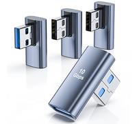 DuHeSin Lot de 4 adaptateurs USB 3.1 à 90 degrés, 2 angles gauche et 2 adaptateurs à angle droit USB A mâle vers femelle pour PC, ordinateur portable, chargeur de voiture USB A, banque d'alimentation