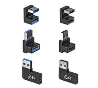 DuHeSin Lot de 6 adaptateurs USB 3.1 180 degrés et 90 degrés, angle gauche et droit USB A mâle vers femelle pour PC, ordinateur portable, chargeur de voiture USB A, Surface Pro 7+, Raspberry Pi et