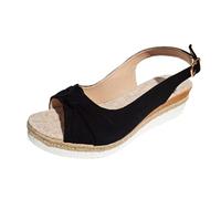 DUHGBNE chaussure femme Sandales d'été tendance en avec nœud, bout ouvert, boucle, talon compensé, semelle épaisse chaussure chaussures femme compensees d ete soldes ete 2025