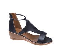 DUHGBNE chaussures femme ete Solid Womens Summer Toe Open wedges sandales zipper chaussures casual Plate- couleur sandales chaussure femme ete compense solde d'été
