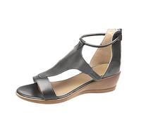 DUHGBNE chaussures femme ete Solid Womens Summer Toe Open wedges sandales zipper chaussures casual Plate- couleur sandales femme été confortable cuir pas cher
