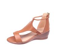 DUHGBNE chaussures femme ete Solid Womens Summer Toe Open wedges sandales zipper chaussures casual Plate- couleur sandales femme été 42 été pas cher