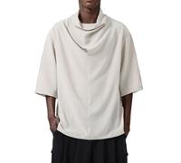 DUHGBNE Haut en soie glacée pour homme avec col empilé et manches moyennes. T-shirt pour homme à manches moyennes. Chemise ample pour homme Montre-bracelet Trainer Tank Top Maillot de corps pour
