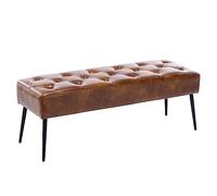DUHOME Banc Bout de Lit avec Boutons Rembourré Banquette de Chaussures en PU pour Entrée Salon Couloir Chambre à Coucher, Brun