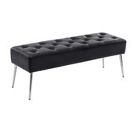 DUHOME Banc Bout de Lit avec Boutons Rembourré Banquette de Chaussures en PU pour Entrée Salon Couloir Chambre à Coucher, Noir