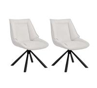 DUHOME Chaise à Manger Lot de 2 Fauteuil en Tissu Chenille Siège Pivotant 180° Réinitialisation Automatique pour Cusine Chambre Salon Bureau, Crème