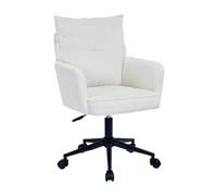 DUHOME Chaise de Bureau Pivotant Chaise en Velours Côtelé Double Dossier Siège Réglable en Hauteur Fauteuil d'Ordinateur pour Travail Chambre Salon, Blanc