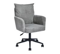 DUHOME Chaise de Bureau Réglable en Hauteur Pivotante Grise en Velours Côtelé