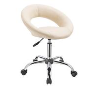 DUHOME Chaise Pivotant avec roulettes Tabouret de Maquillage avec Dossier Tabouret de Travail Réglable en Hauteur en Similicuir pour Bureau Chambre, Crème