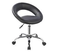 DUHOME Chaise Pivotante avec roulettes Réglable en Hauteur Tabouret de Maquillage avec Dossier Siege de Travail en Similicuir pour Bureau Chambre Salon, Noir