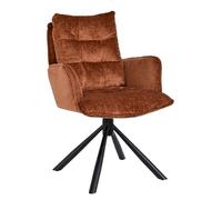 DUHOME Chaise Salle à Manger avec Accoudoir Fauteuil Chenille 360° Pivotant Siège Réinitialisation Automatique Coiffeuse Tabouret pour Cusine Bureau Chambre Salon, Orange