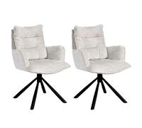 DUHOME Chaise Salle à Manger Lot de 2 Fauteuil Chenille 360° Pivotant Siège Réinitialisation Automatique Coiffeuse Tabouret pour Cusine Bureau Chambre Salon, Blanc