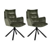 DUHOME Chaise Salle à Manger Lot de 2 Fauteuil Chenille 360° Pivotant Siège Réinitialisation Automatique Coiffeuse Tabouret pour Cusine Bureau Chambre Salon, Vert