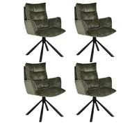 DUHOME Chaise Salle à Manger Lot de 4 Fauteuil Chenille 360° Pivotant Siège Réinitialisation Automatique Coiffeuse Tabouret pour Cusine Bureau Chambre Salon, Vert