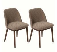 DUHOME Chaises de Salle à Manger Lot de 2 Chaises de Cuisine en Lin et Bois Siège Rembourrées avec Dossier pour Salle à Manger Salon Restaurant, Brun