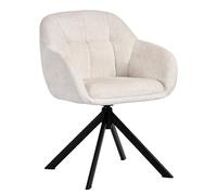 DUHOME Fauteuil Lounge avec Accoudoirs Fauteuil de Coiffeuse en Tissu Chenille Chaise de Salle à Manger Siège Pivotant à 360°, Beige