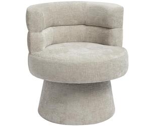 DUHOME Fauteuil Pivotant Design Moderne Chaise en Chenille avec Dossier Incurvé Fauteuil Confortable Rembourré pour Salon Chambre Bureau (Beige)