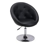 DUHOME Fauteuil Salon en Similicuir Chaise Coiffeur Pivotant Fauteuil Cocktail avec Accoudoirs Siège Hauteur Réglable pour Chambre Salle à Manger, Noir