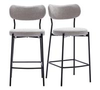 DUHOME Lot de 2 Tabourets de Bar avec Dossier, Bistro Chaise de Bar Assise Sièges Rembourrés en Velours, Tabouret Bar Industriel pour Cuisine, Salle à Manger, Bistrot, Bar, Café, Gris