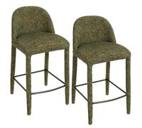 DUHOME Tabouret de Bar Lot de 2 en Tissu Bouclé Tabourets de Comptoir avec Dossier Hauteur d'Assise 66cm Chaise de Cuisine pour Îlot Bar, Beige (2, Vert)