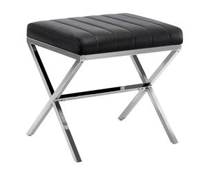 DUHOME Tabouret de Maquillage Rembourré Pouf Coiffeuse Moderne Ottoman X Leg Sièges Piano Pieds en Métal pour Chambre Salon Toilette, Noir
